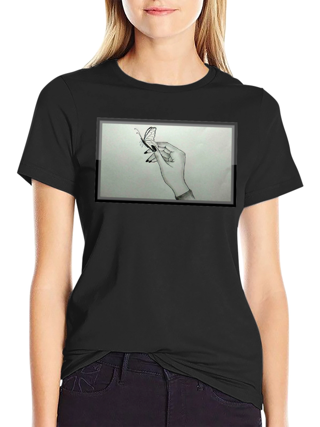 Butterfly Hand Graphic Tee - Black