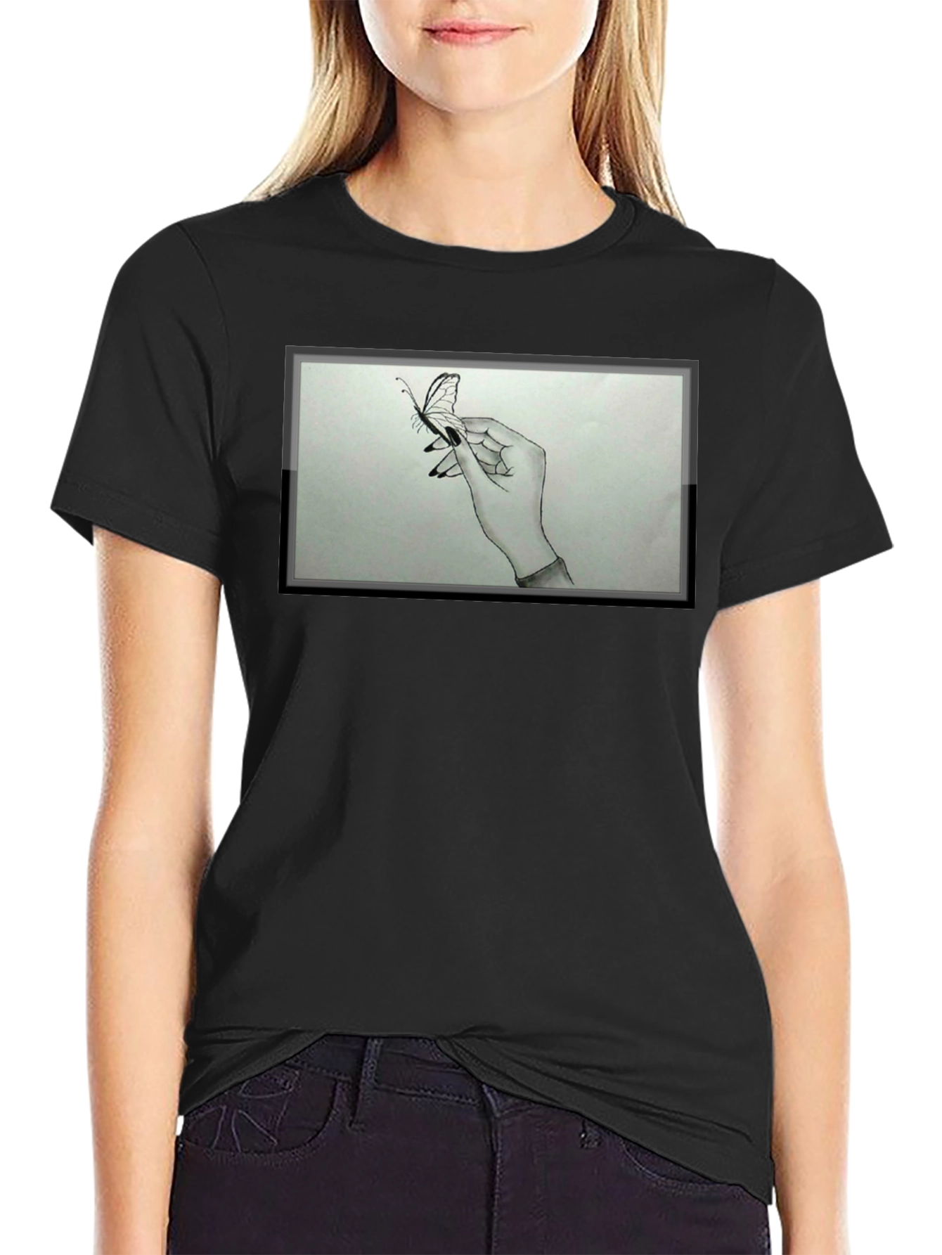 Butterfly Hand Graphic Tee - Black