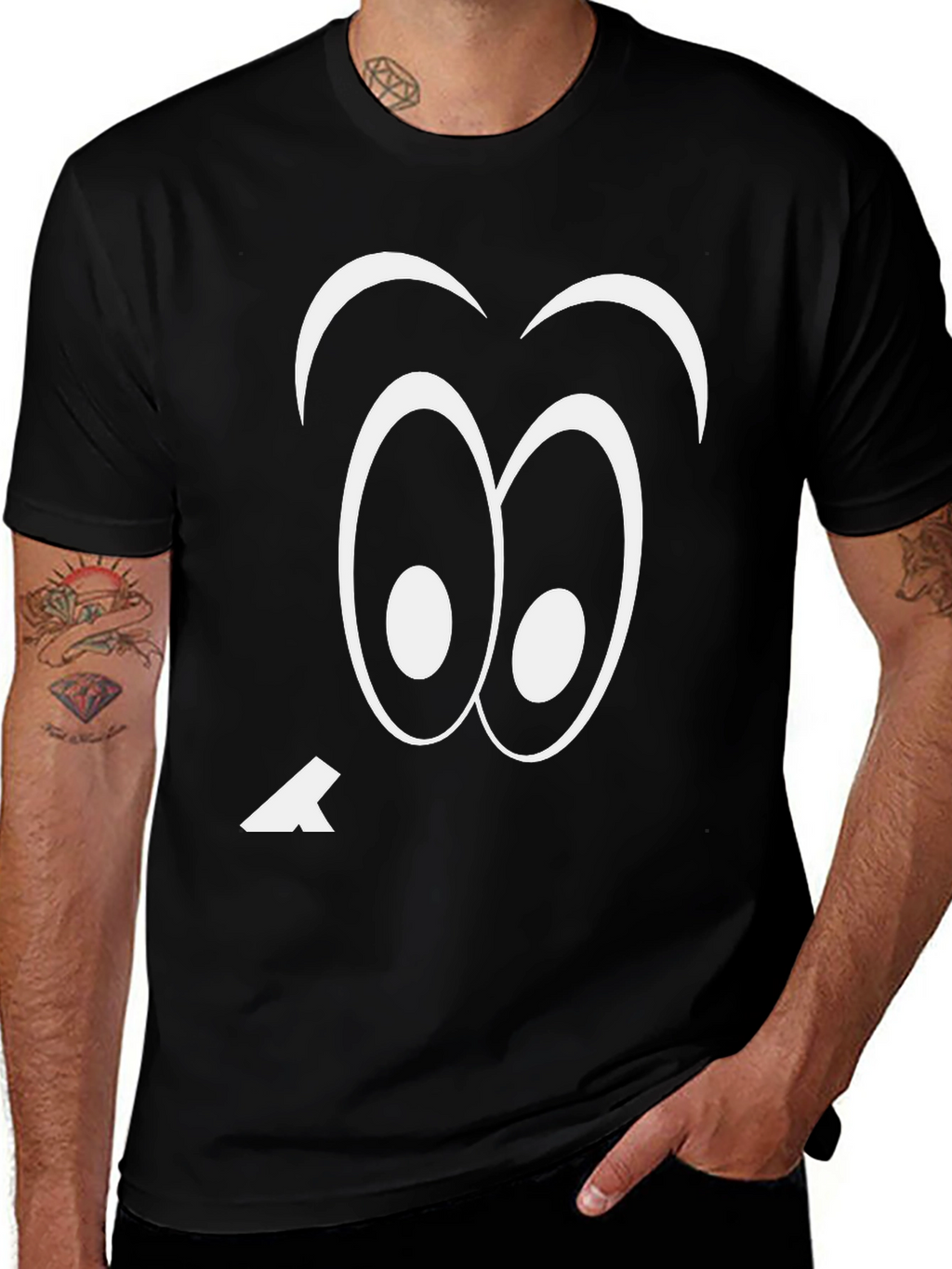 Funny Googly Eyes Black T-Shirt Quirky Tee