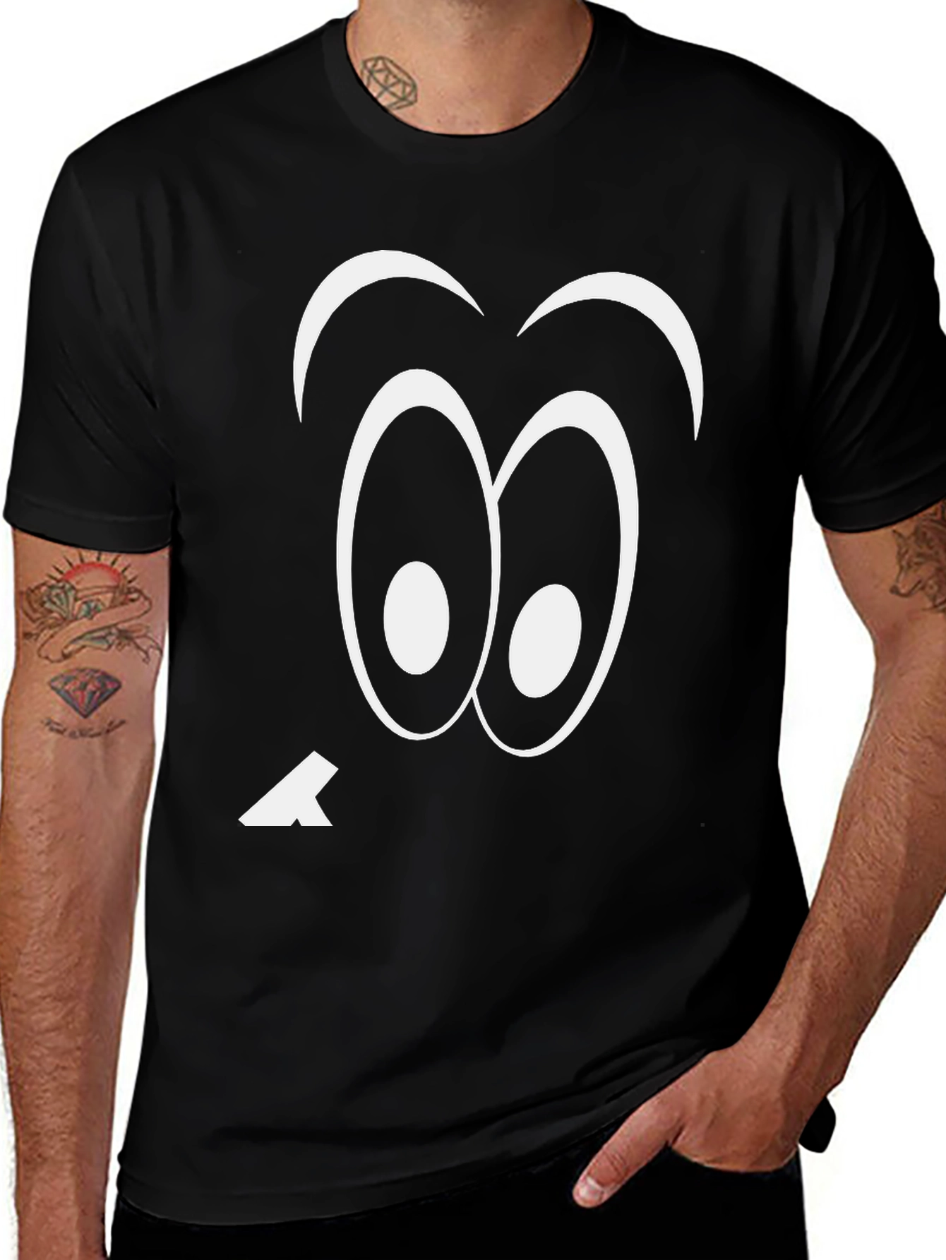 Funny Googly Eyes Black T-Shirt Quirky Tee