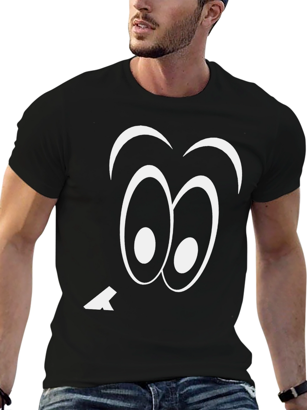 Funny Googly Eyes Black T-Shirt Quirky Tee