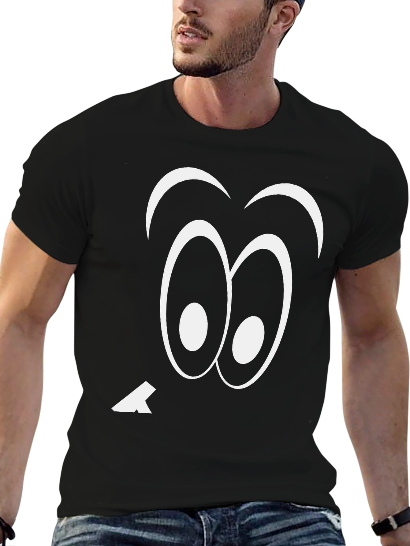 Funny Googly Eyes Black T-Shirt Quirky Tee