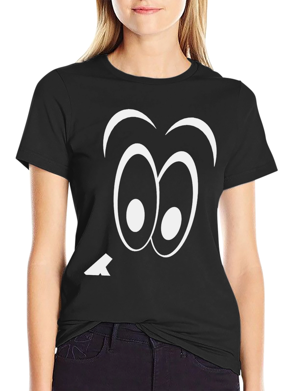Funny Googly Eyes Black T-Shirt Quirky Tee