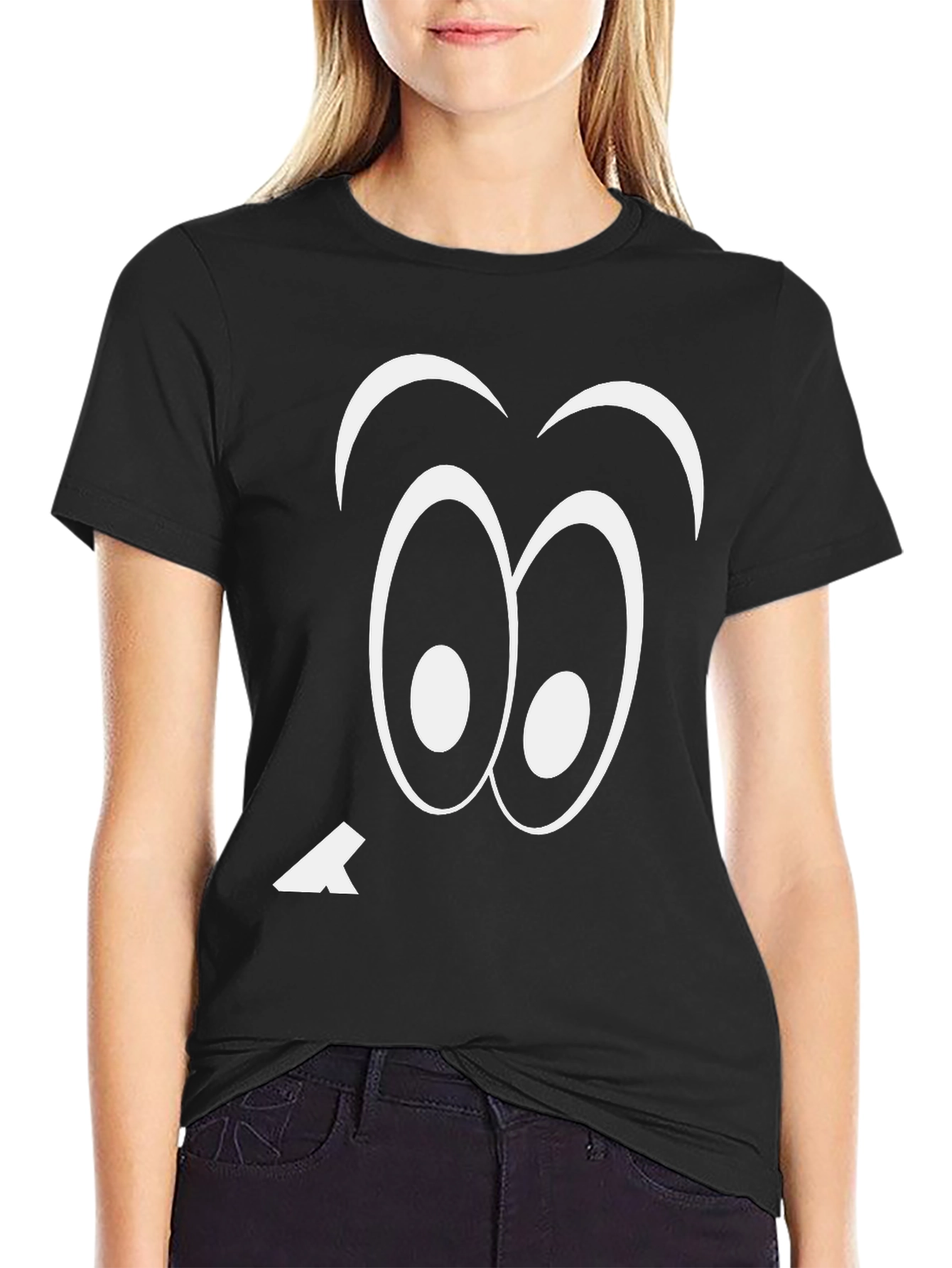 Funny Googly Eyes Black T-Shirt Quirky Tee