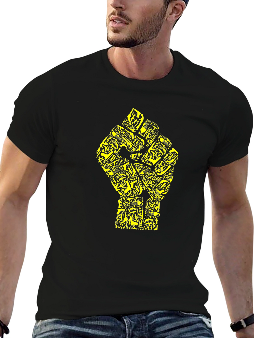 Black Power Fist Circuit Board T-Shirt