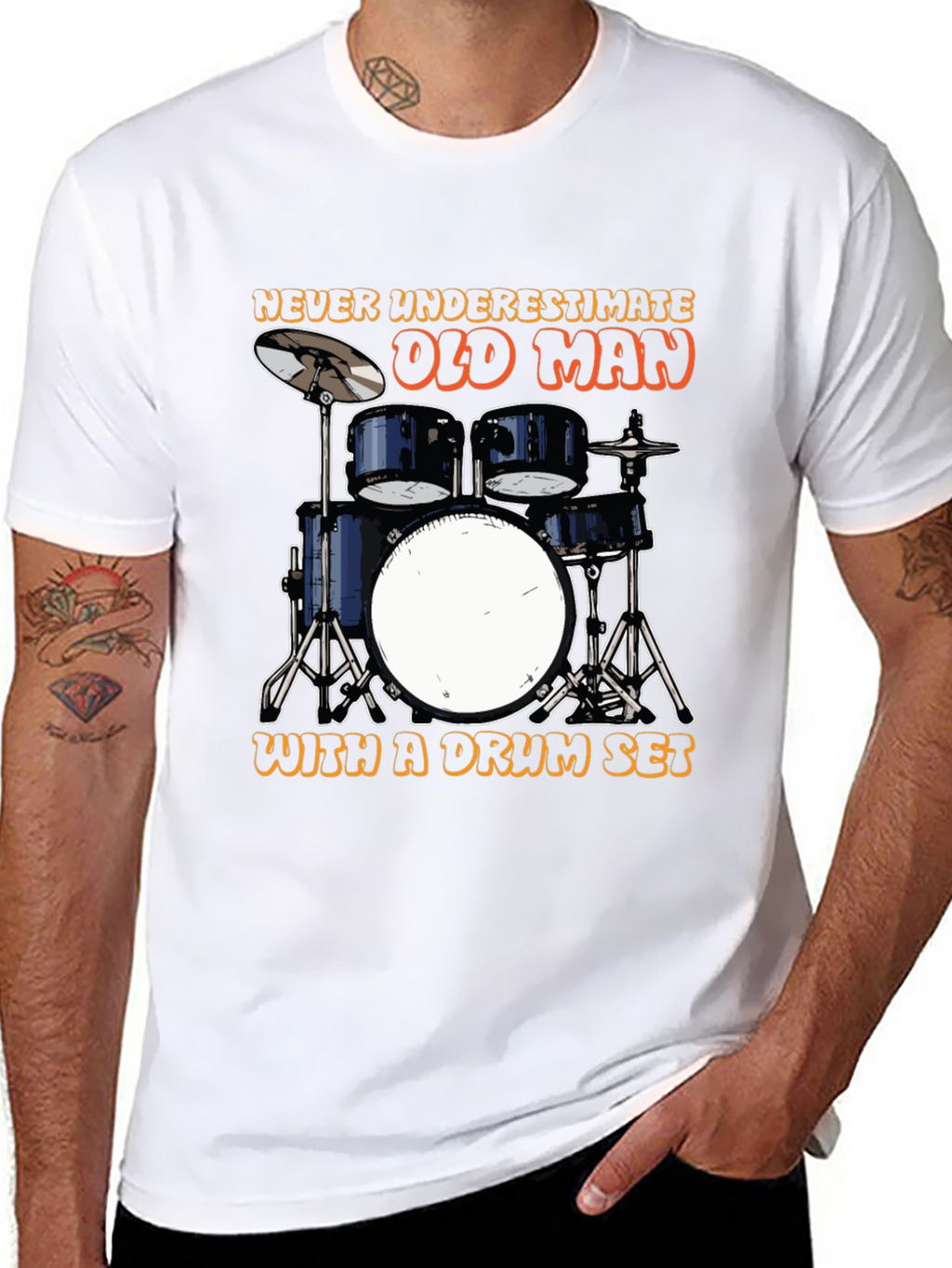Drummer Old Man T-Shirt - Music Lover Tee