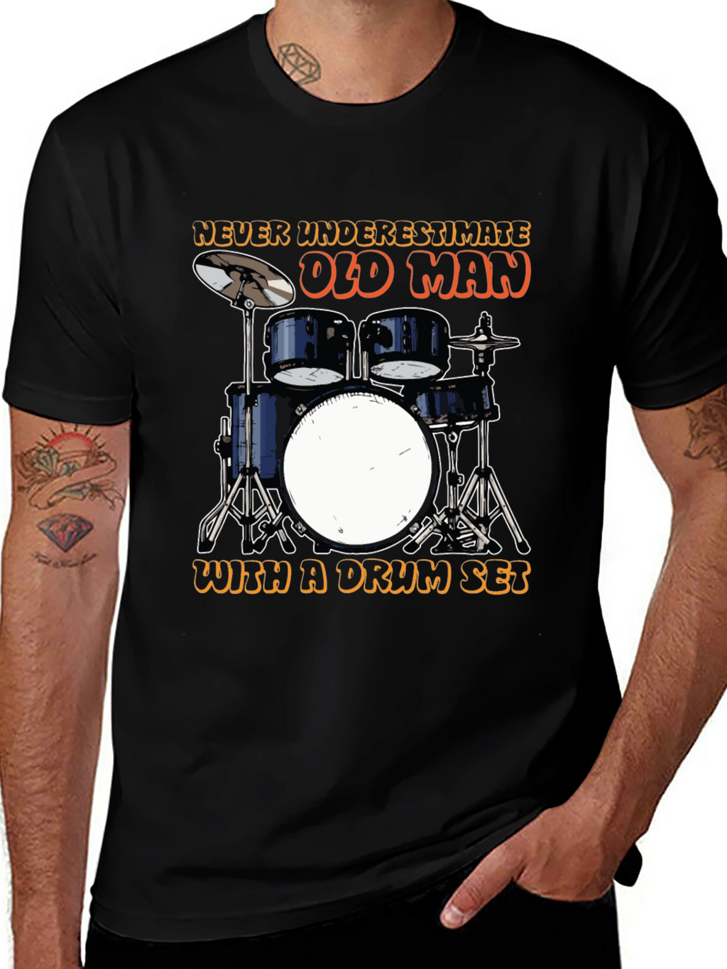 Drummer Old Man T-Shirt - Music Lover Tee