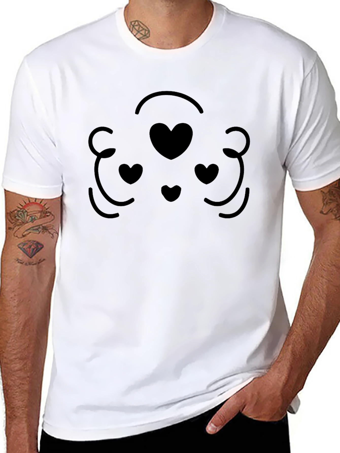 Heart Face Black T-Shirt