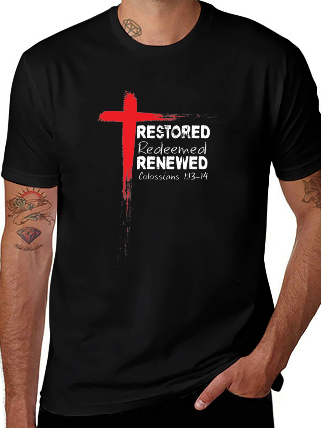 Restored Redeemed Renewed Christian T-Shirt