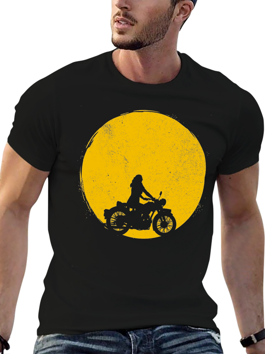 Black Motorcycle Silhouette T-Shirt