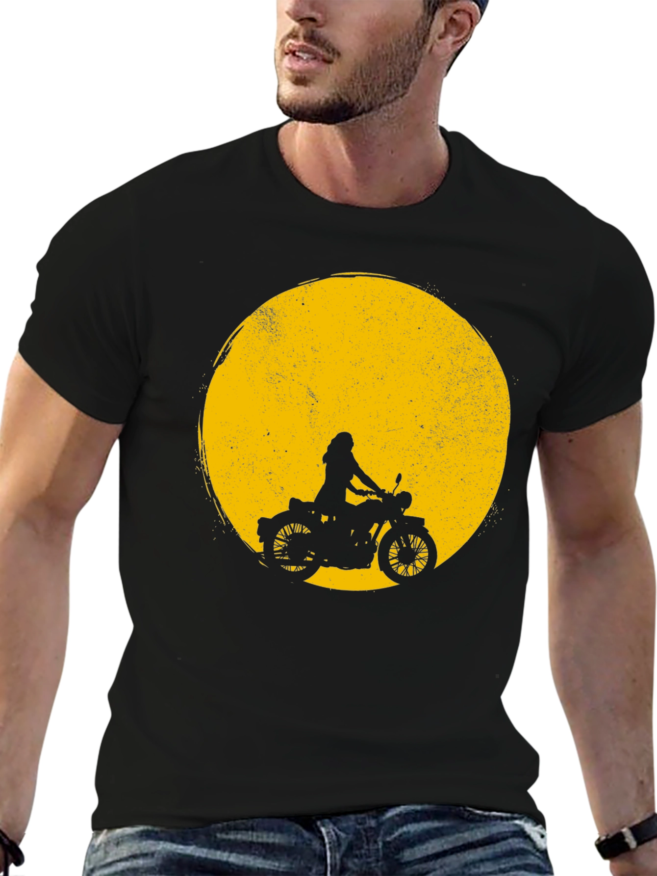 Black Motorcycle Silhouette T-Shirt