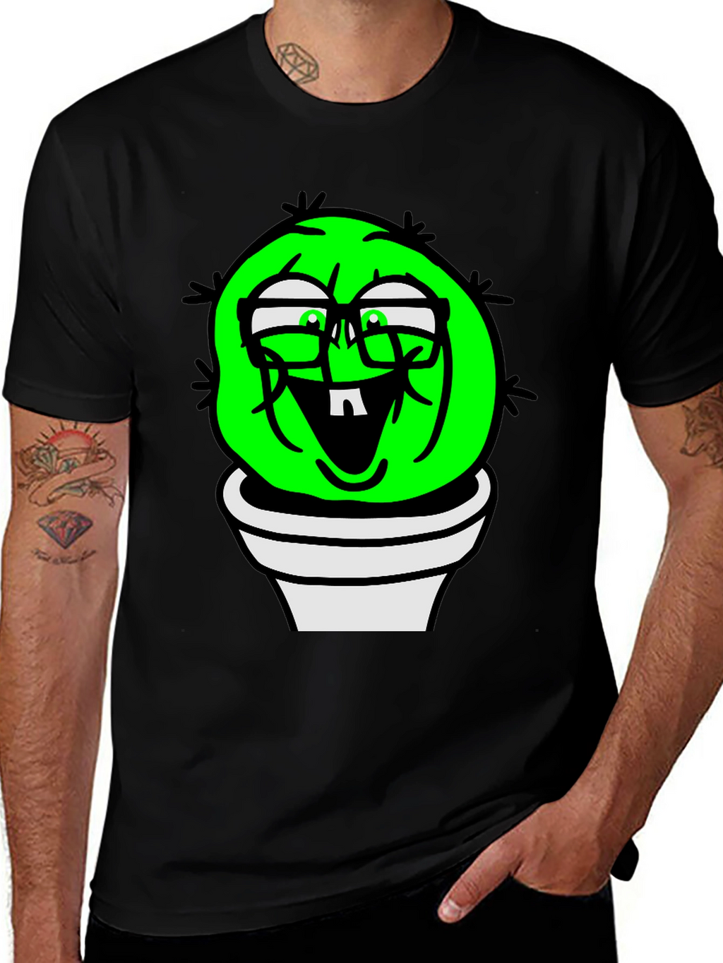 Funny Cactus Plant T-Shirt - Black Graphic Tee