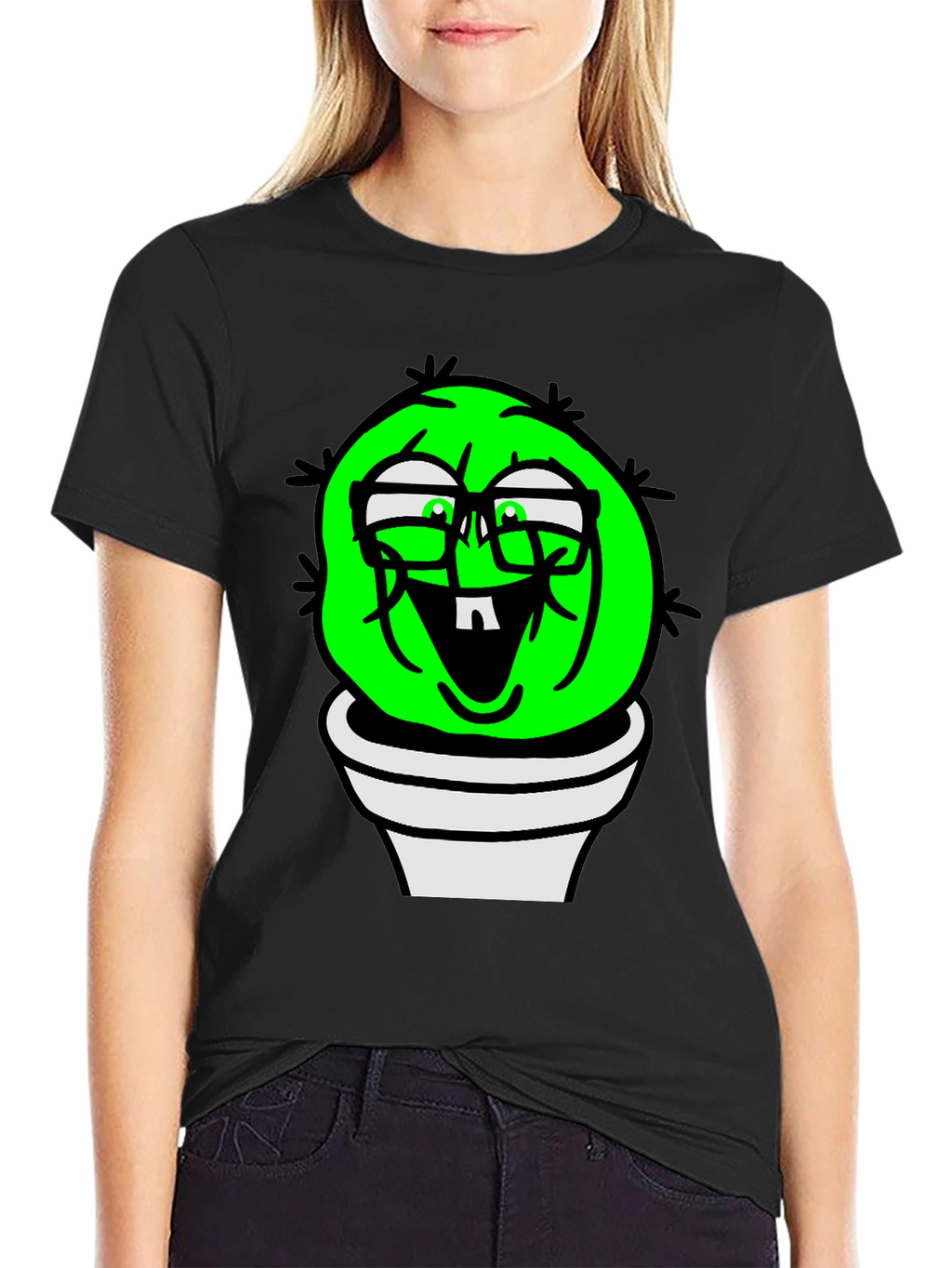 Funny Cactus Plant T-Shirt - Black Graphic Tee