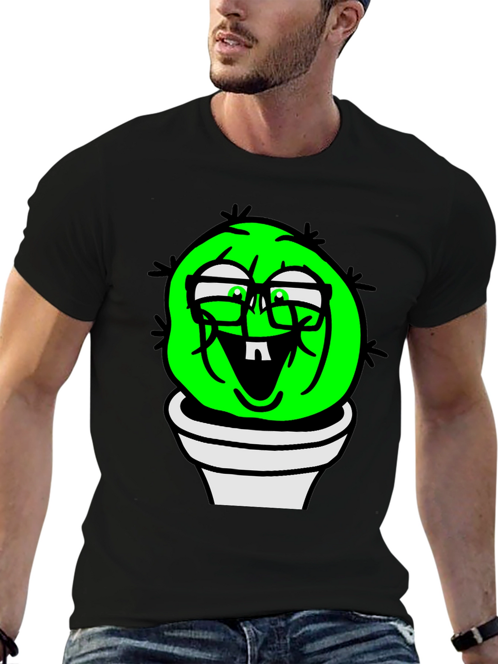 Funny Cactus Plant T-Shirt - Black Graphic Tee