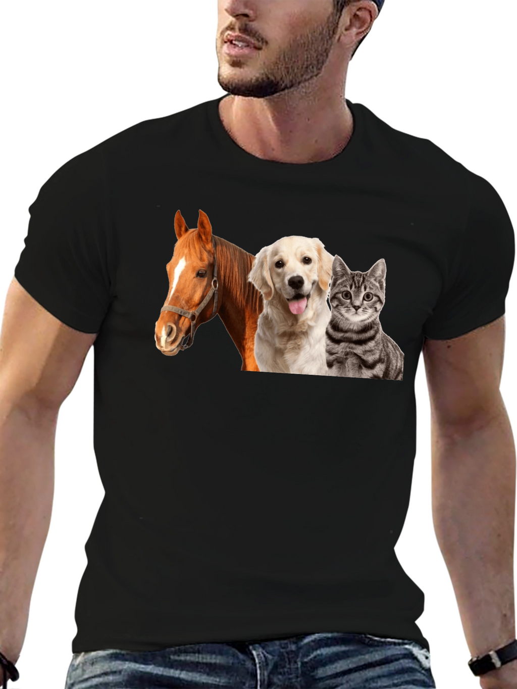 Novelty Animals T-Shirt: Horse Dog & Cat!