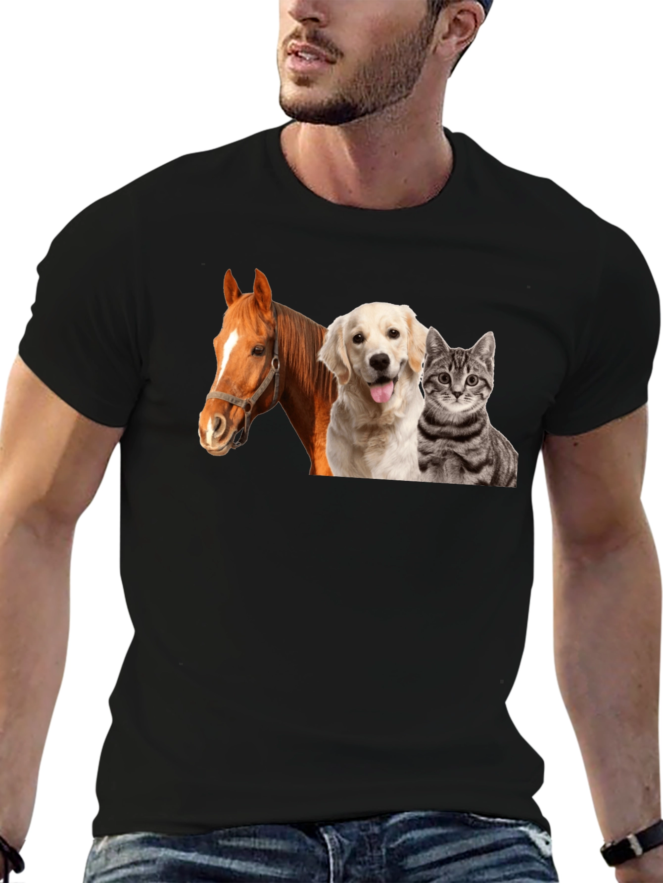 Novelty Animals T-Shirt: Horse Dog & Cat!