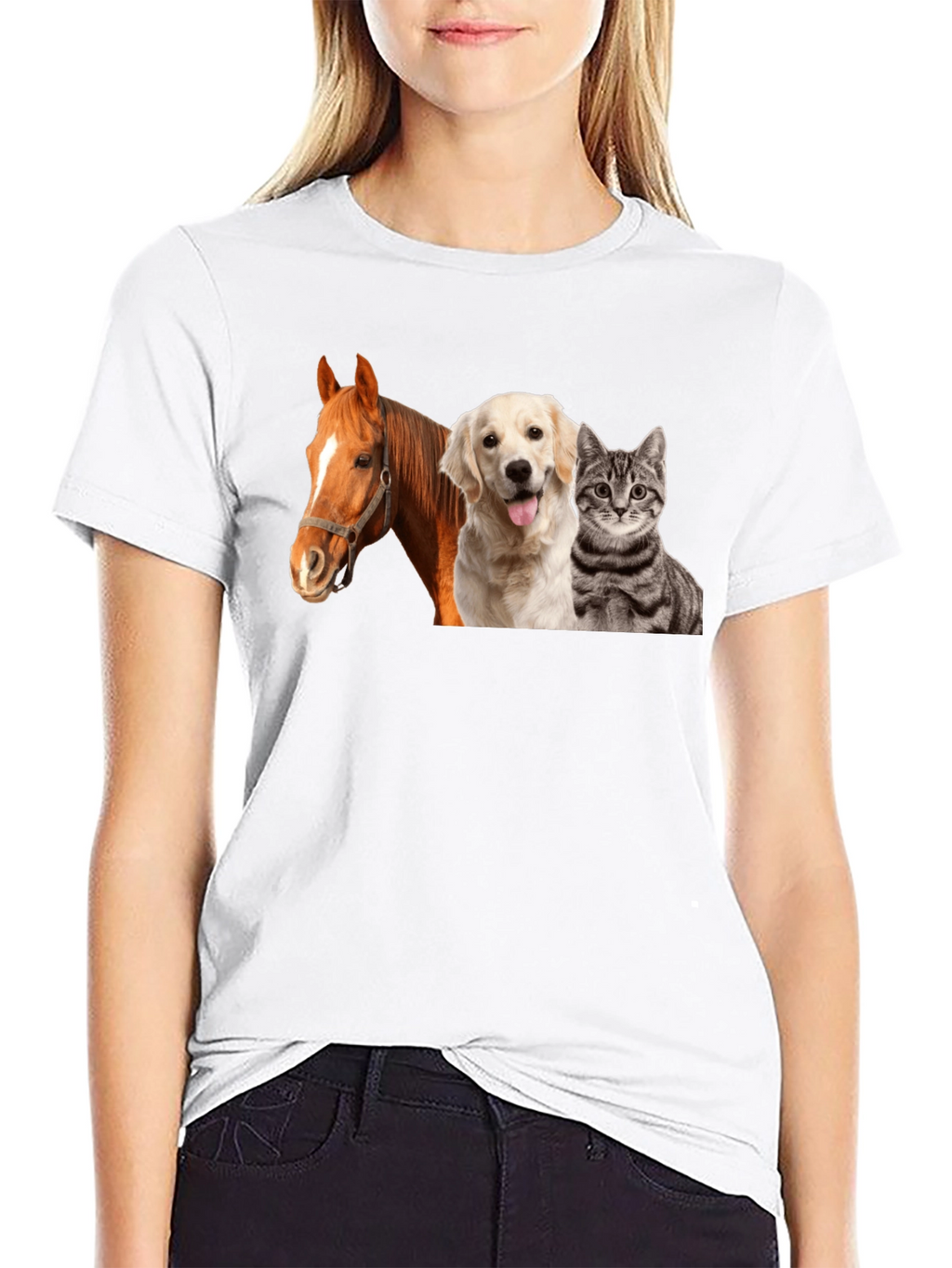 Novelty Animals T-Shirt: Horse Dog & Cat!