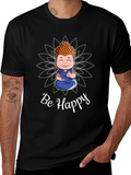 Be Happy Buddha Graphic T-Shirt
