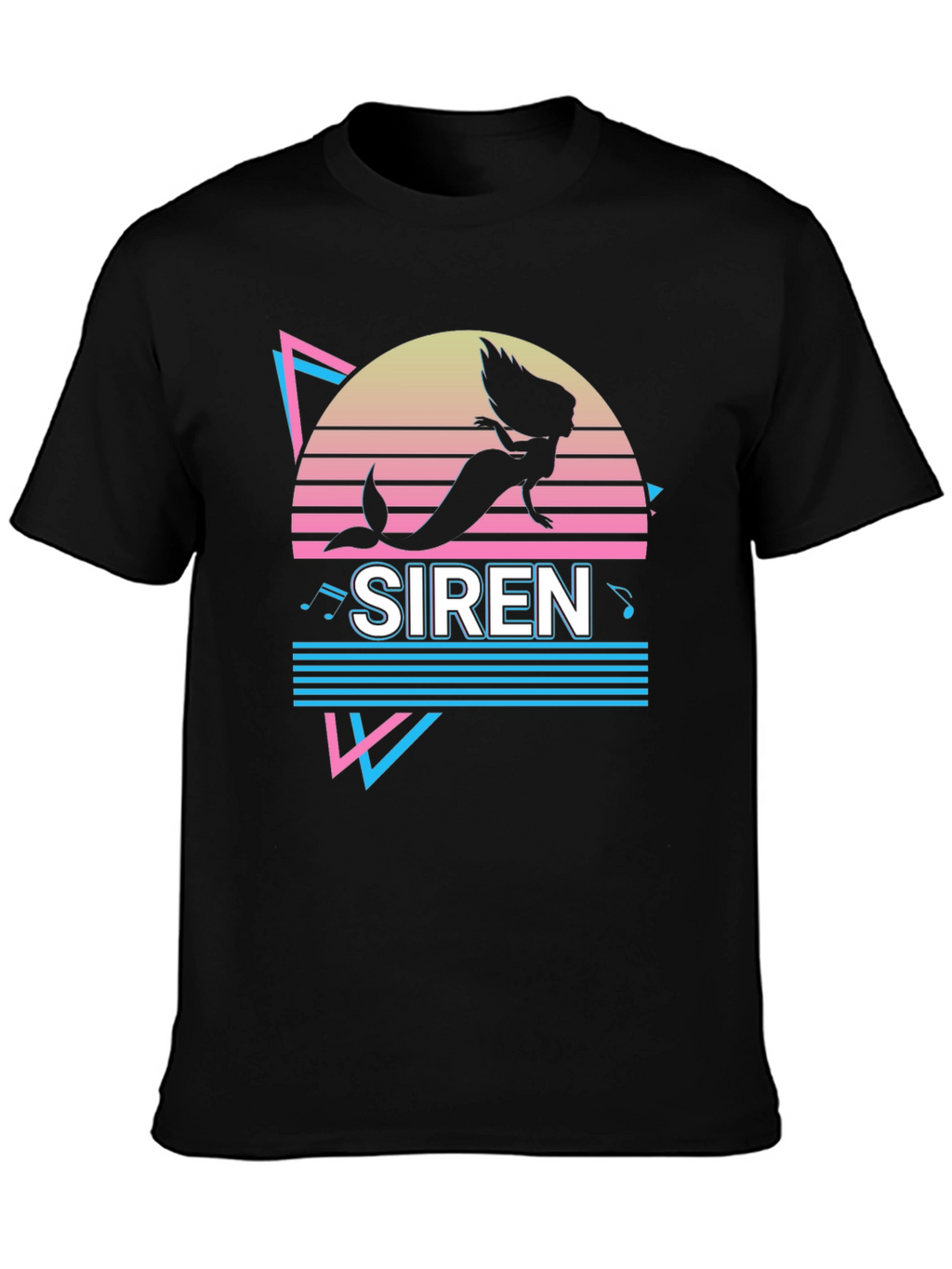 Retro Siren Graphic Tee - Black Cotton T-Shirt
