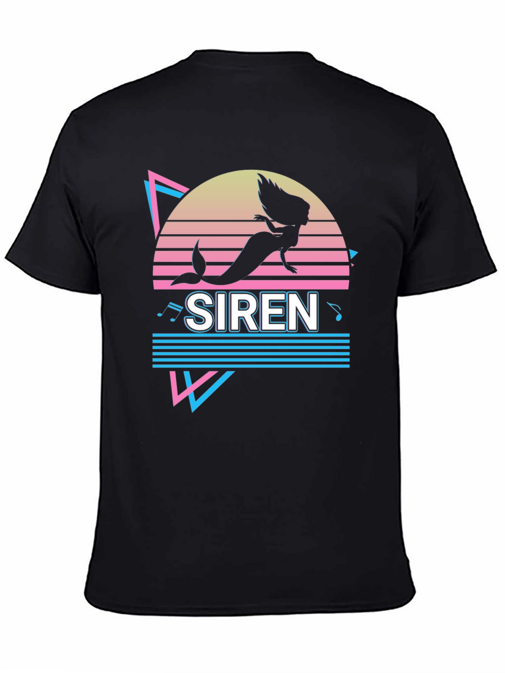 Retro Siren Graphic Tee - Black Cotton T-Shirt