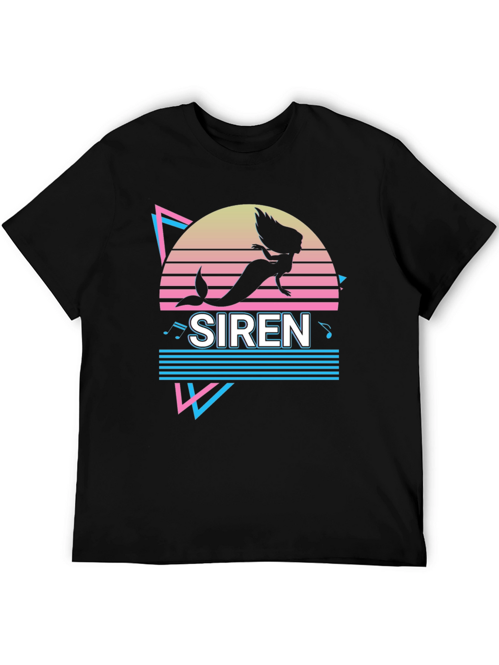 Retro Siren Graphic Tee - Black Cotton T-Shirt