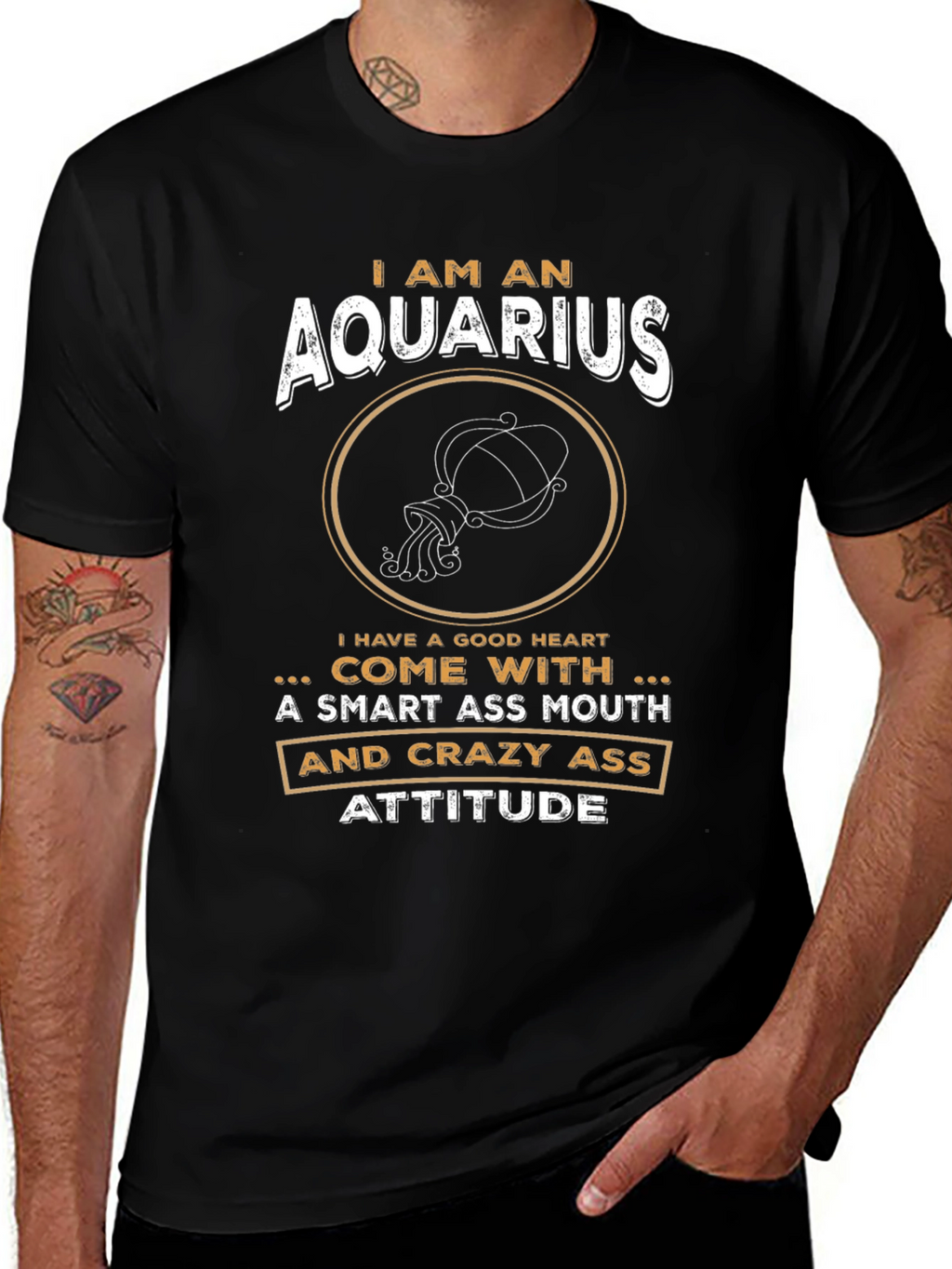 Aquarius Zodiac Sign T-Shirt - Smart & Crazy Attitude