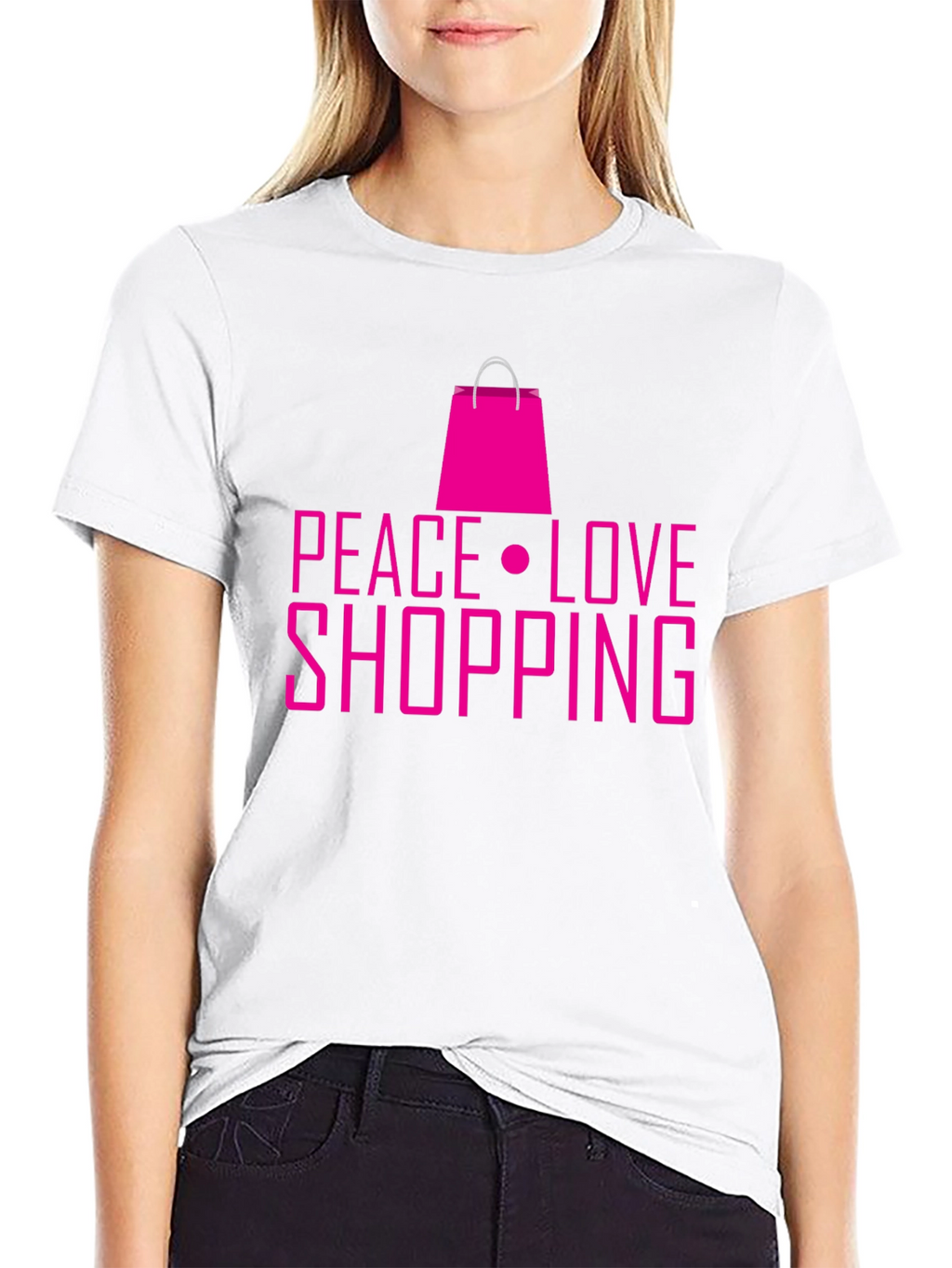 Peace Love Shopping Black T-Shirt