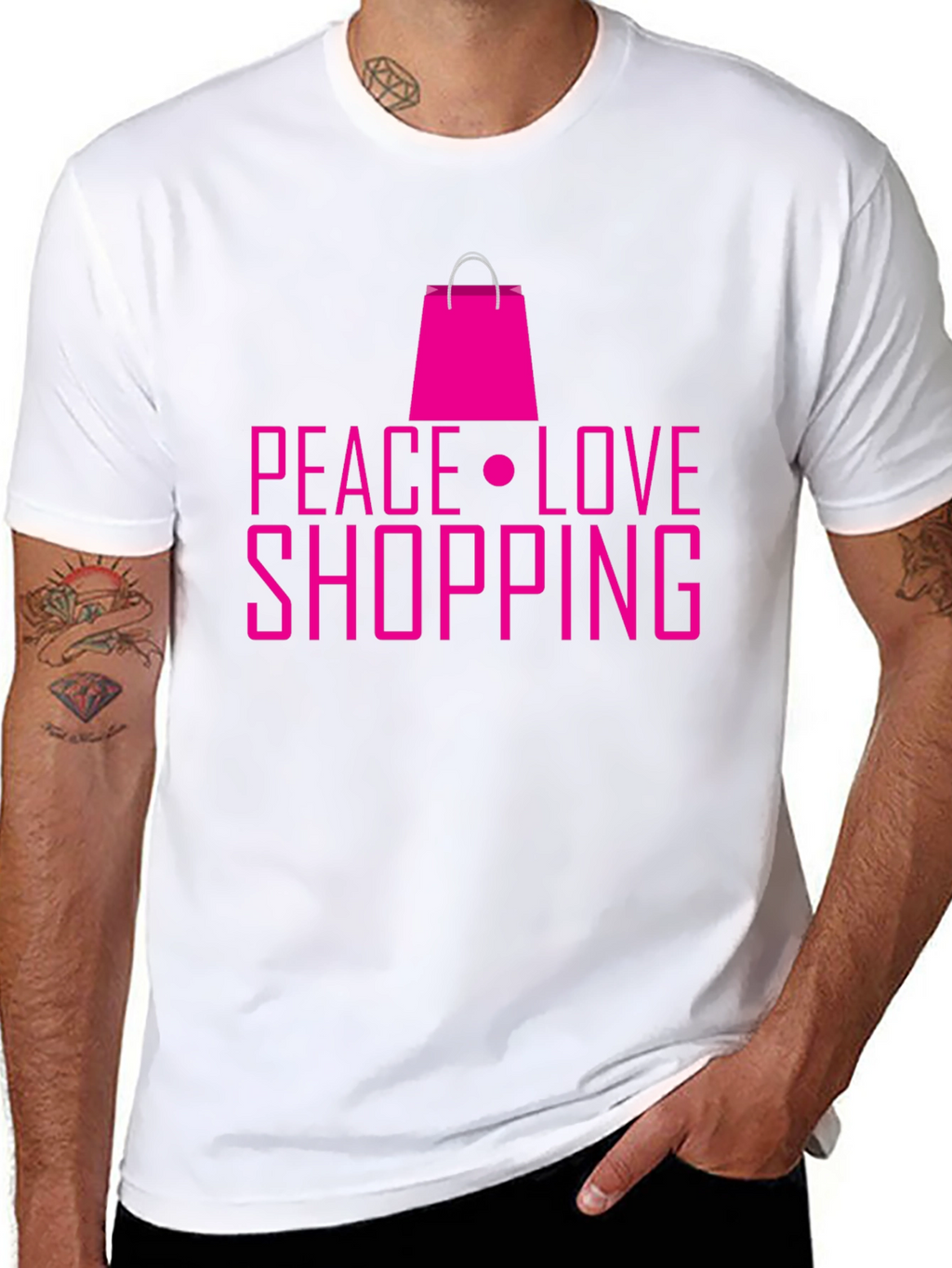 Peace Love Shopping Black T-Shirt