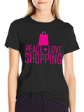 Peace Love Shopping Black T-Shirt