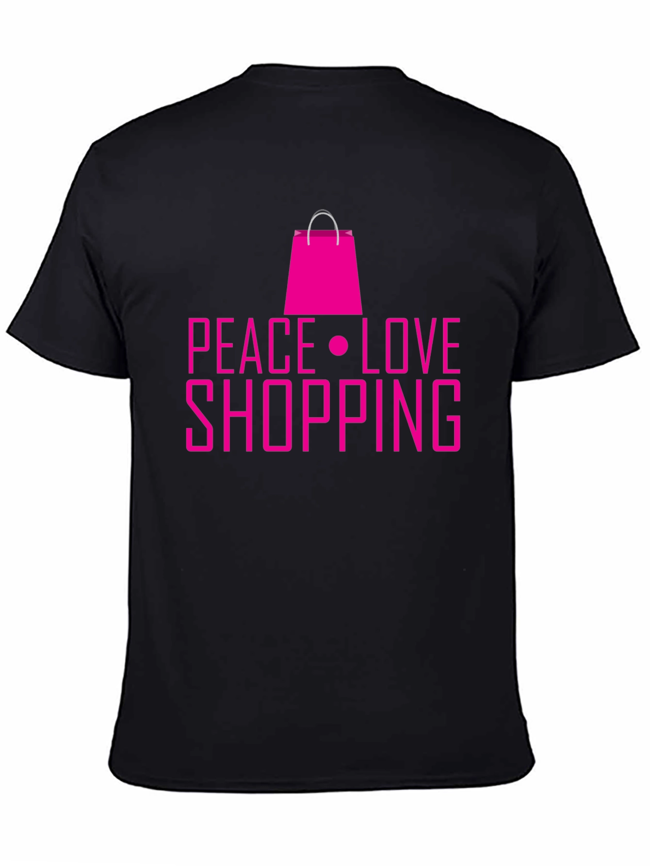 Peace Love Shopping Black T-Shirt