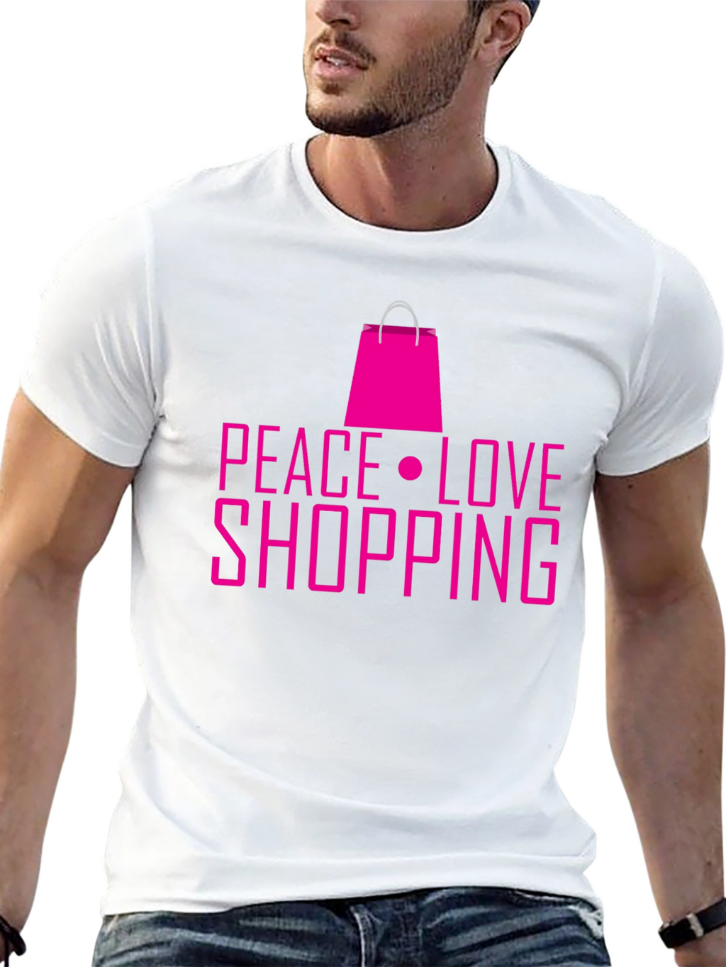 Peace Love Shopping Black T-Shirt