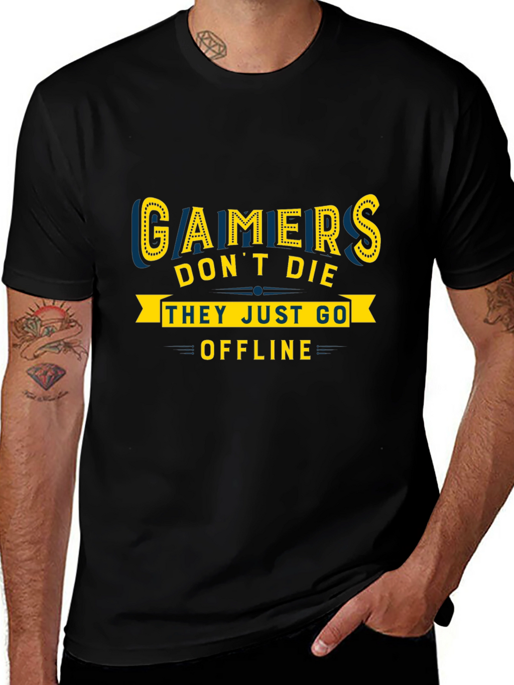 Gamers Dont Die They Go Offline Graphic Tee