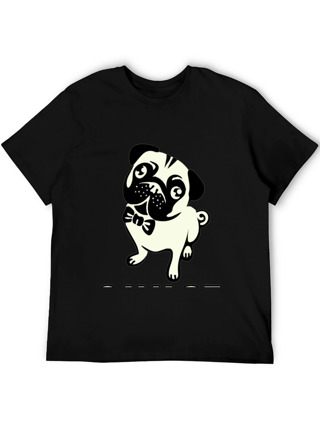 Mens Black T-Shirt with Pug Graphic