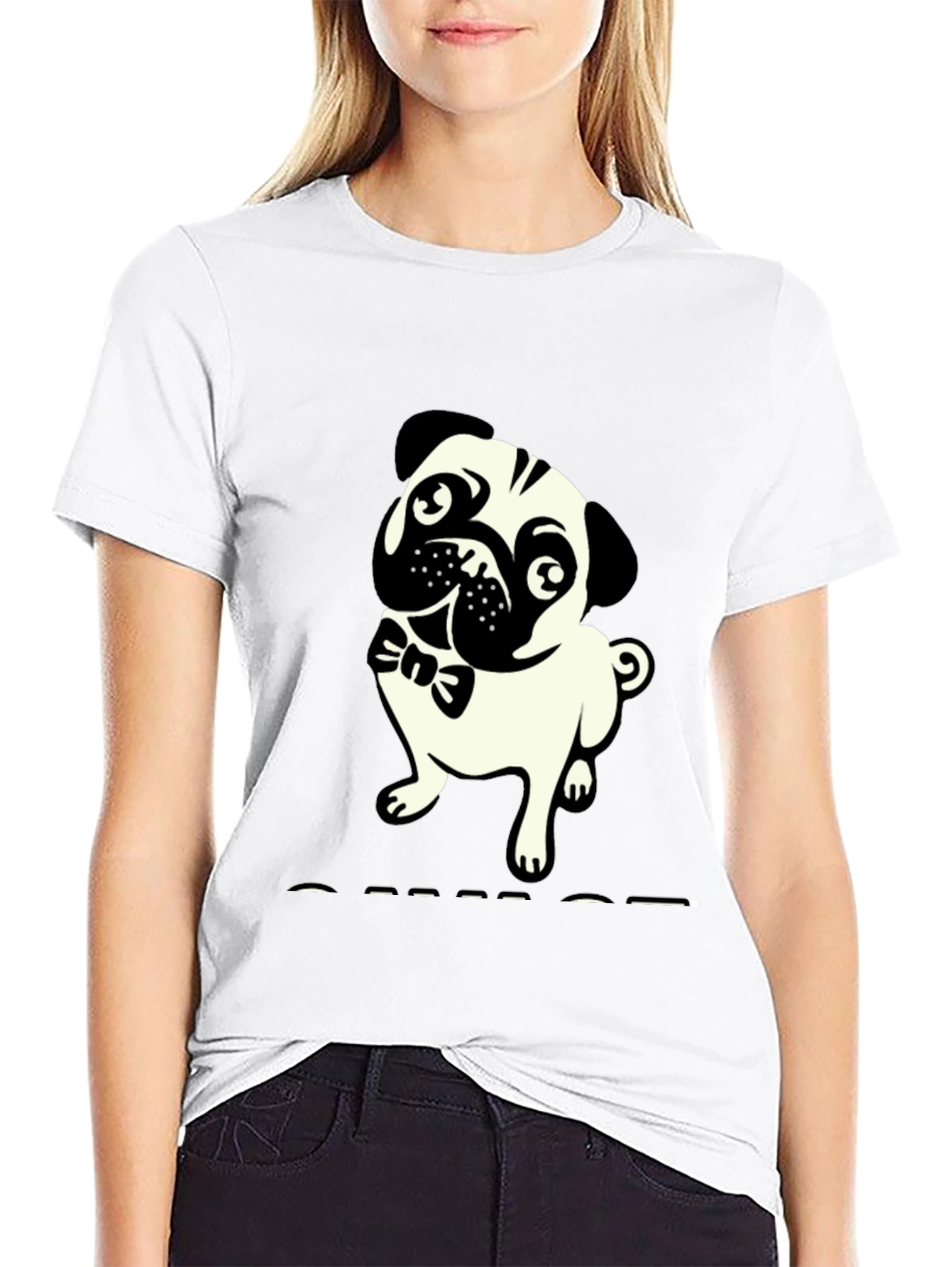 Mens Black T-Shirt with Pug Graphic