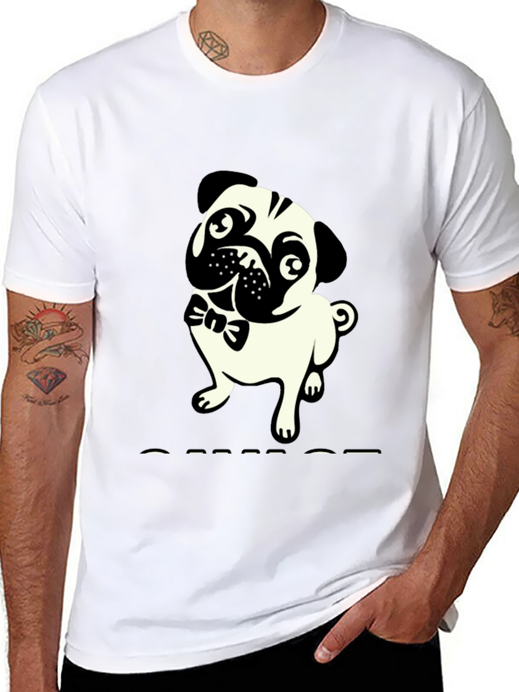 Mens Black T-Shirt with Pug Graphic