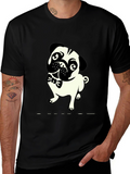 Mens Black T-Shirt with Pug Graphic
