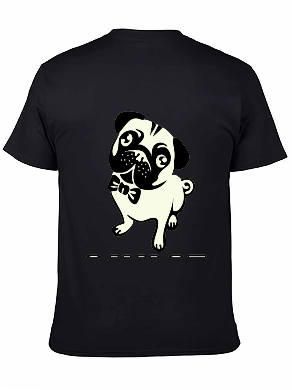 Mens Black T-Shirt with Pug Graphic