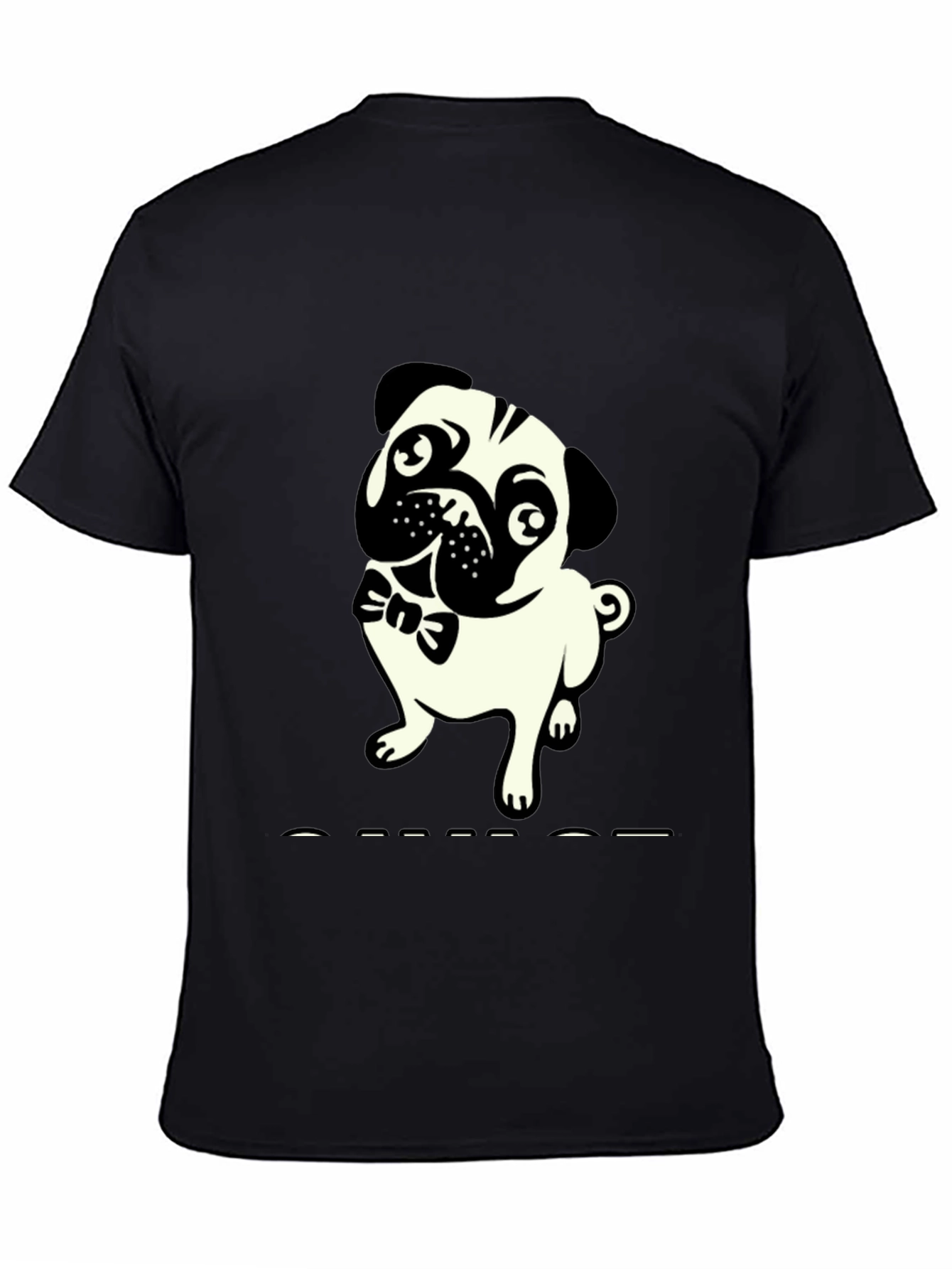 Mens Black T-Shirt with Pug Graphic