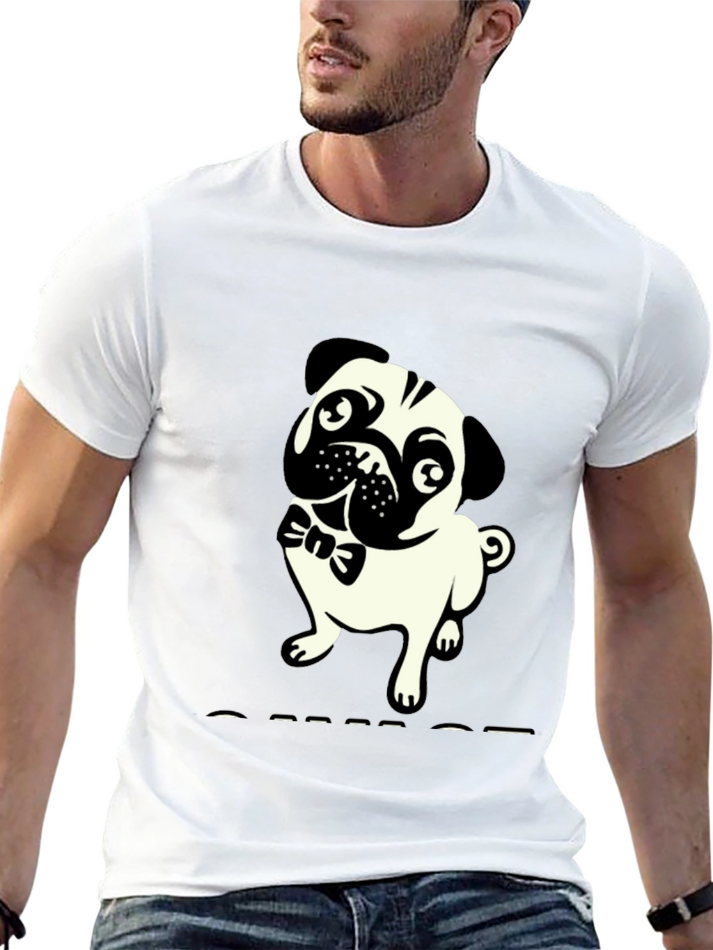 Mens Black T-Shirt with Pug Graphic