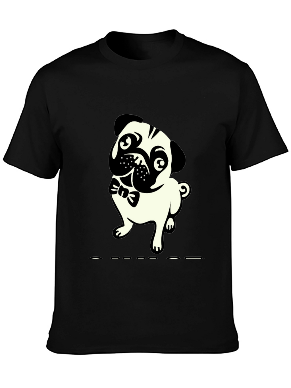 Mens Black T-Shirt with Pug Graphic