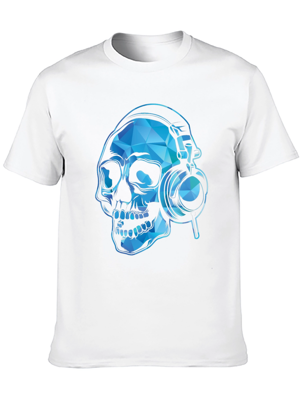 Skull with Headphones Graphic Tee - Black