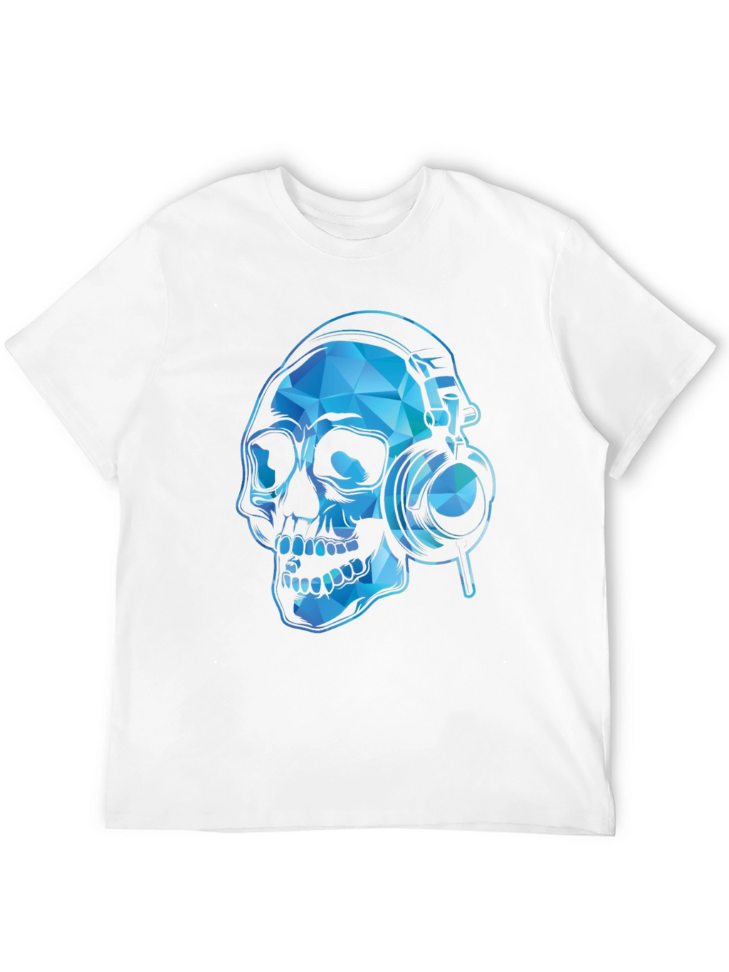 Skull with Headphones Graphic Tee - Black