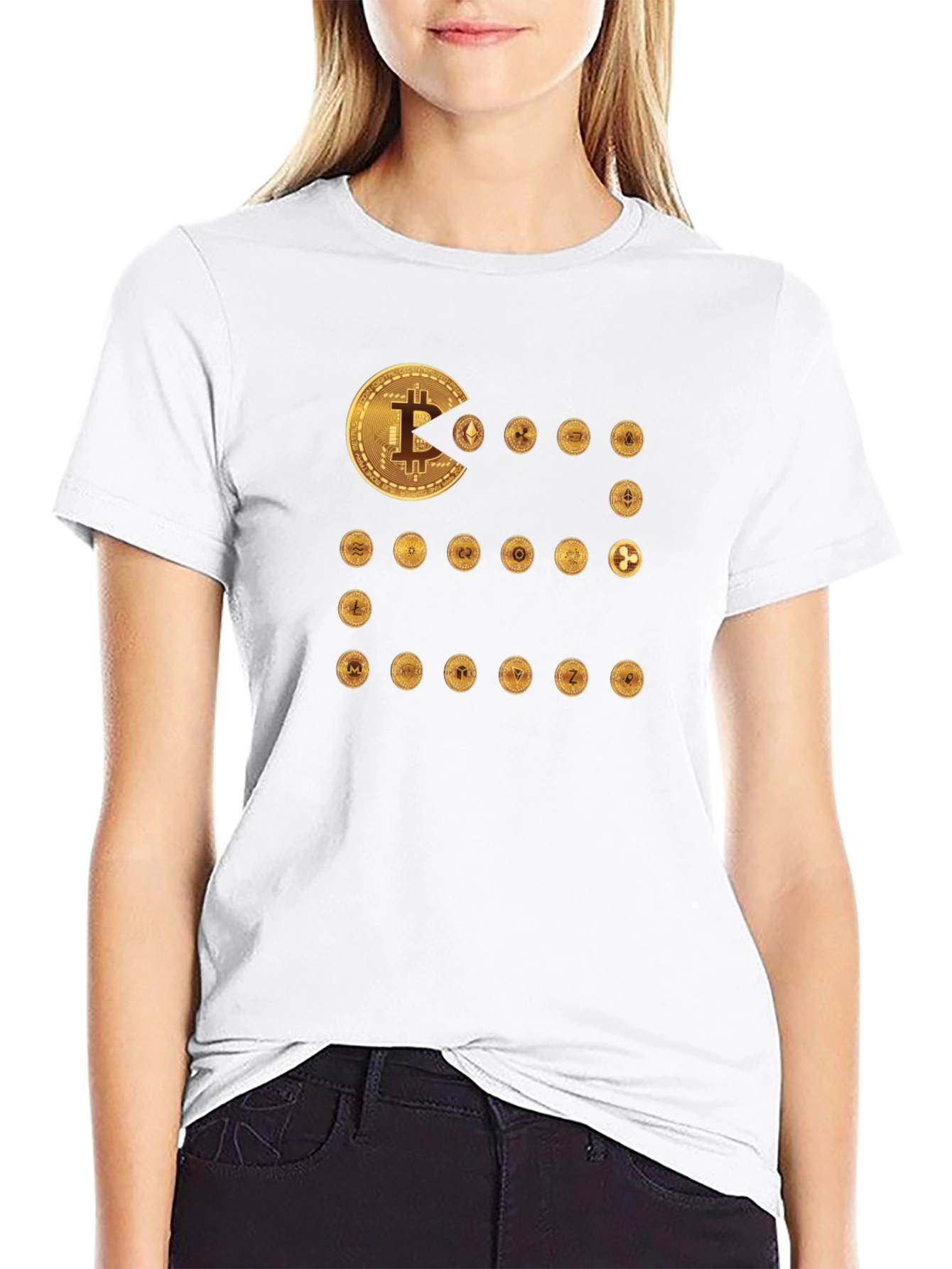 Crypto Coin Eater T-Shirt - Bitcoin Ethereum Design