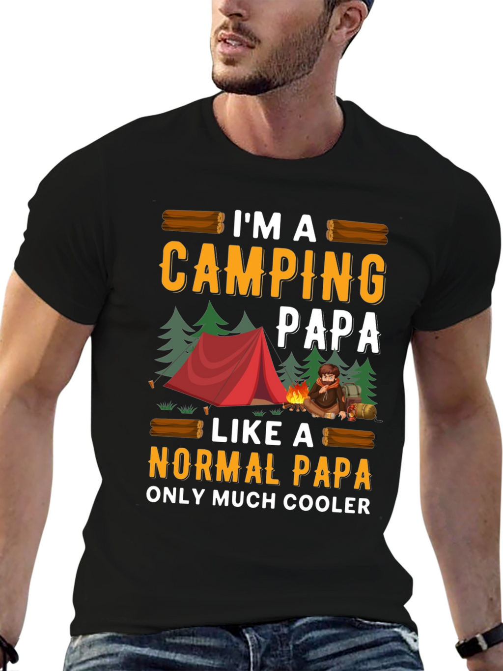 Camping Papa Graphic Tee - Cool Dad T-Shirt