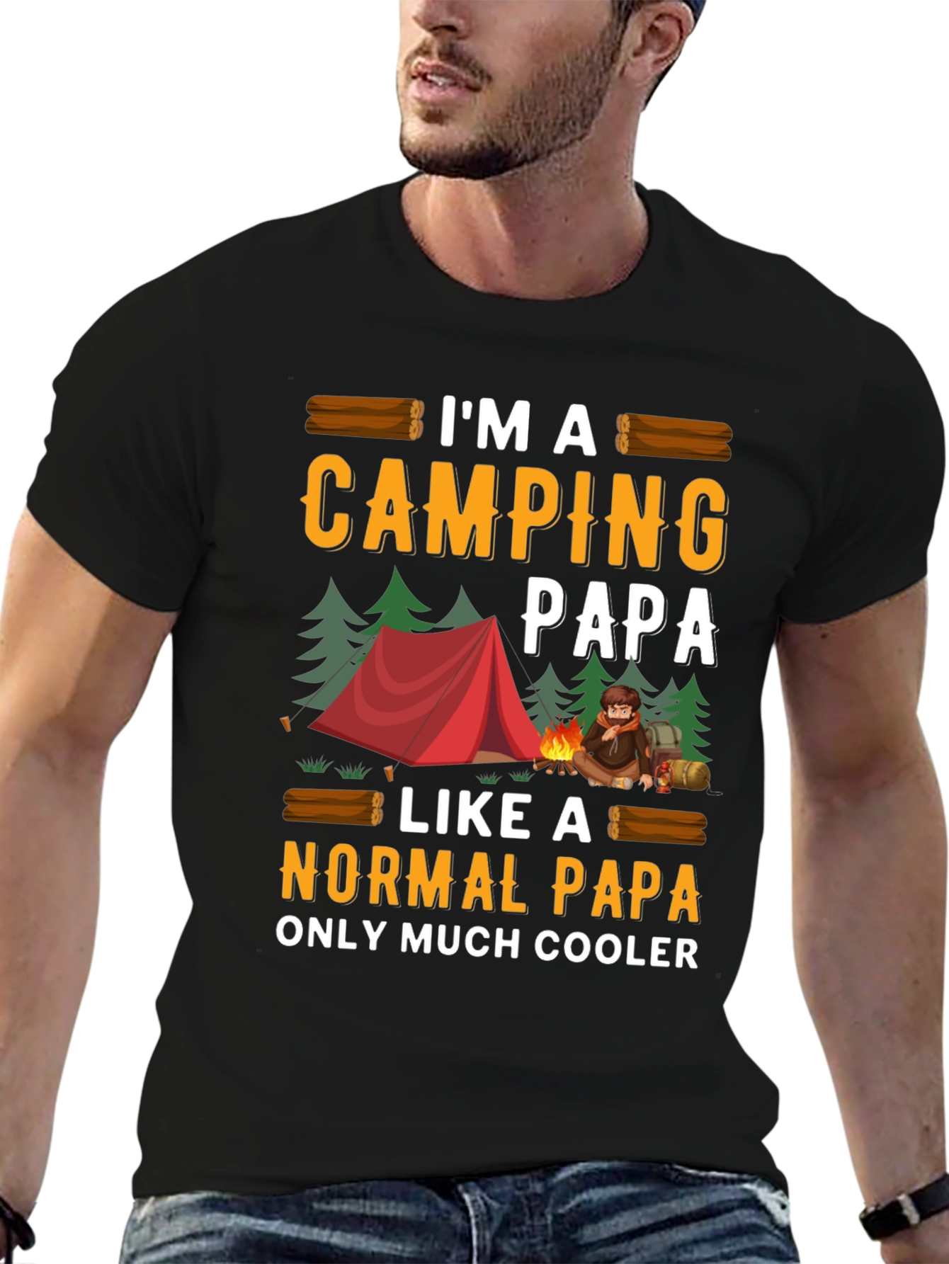 Camping Papa Graphic Tee - Cool Dad T-Shirt