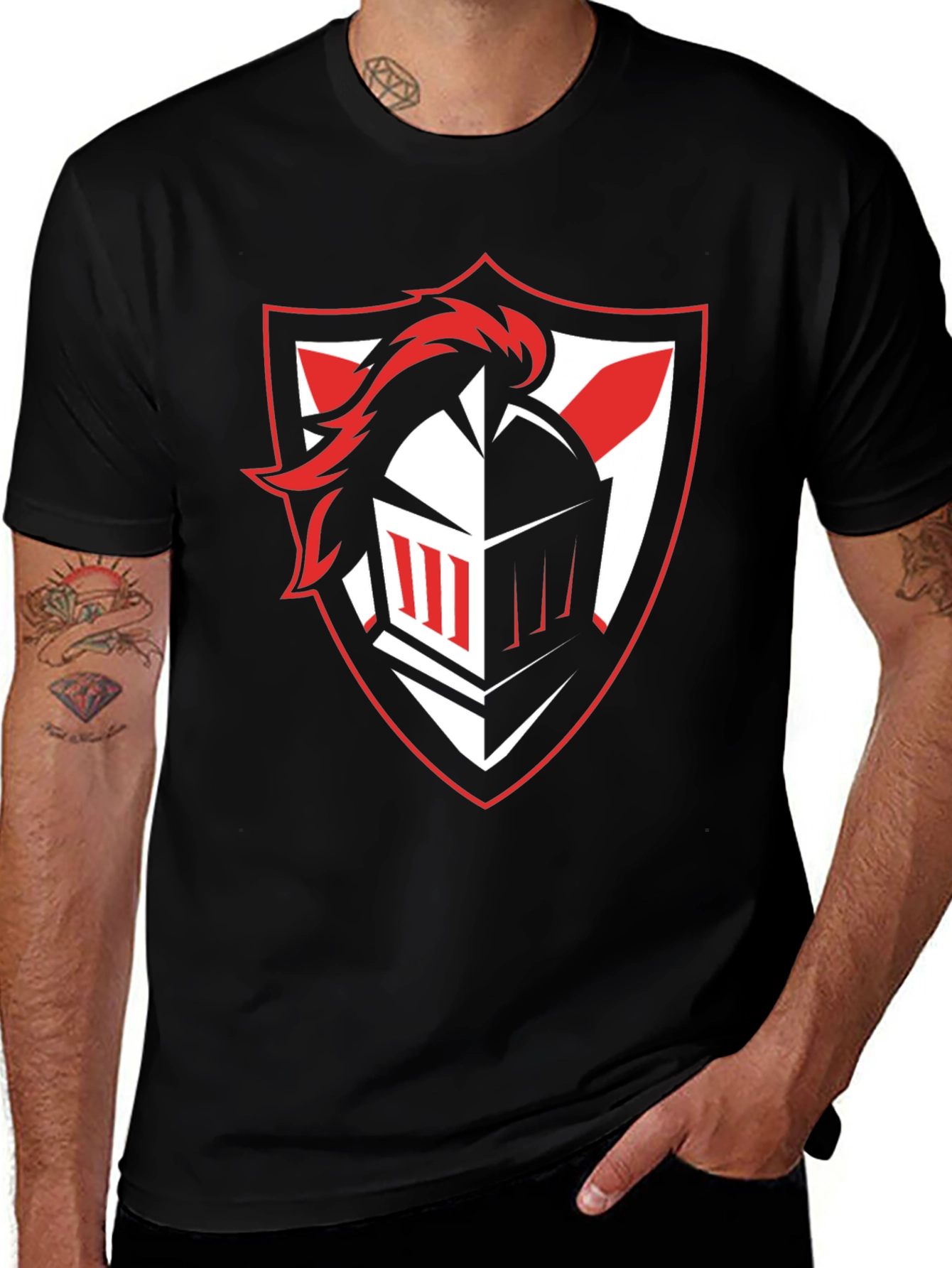 Knight Crest Graphic Tee - Black Cotton T-Shirt