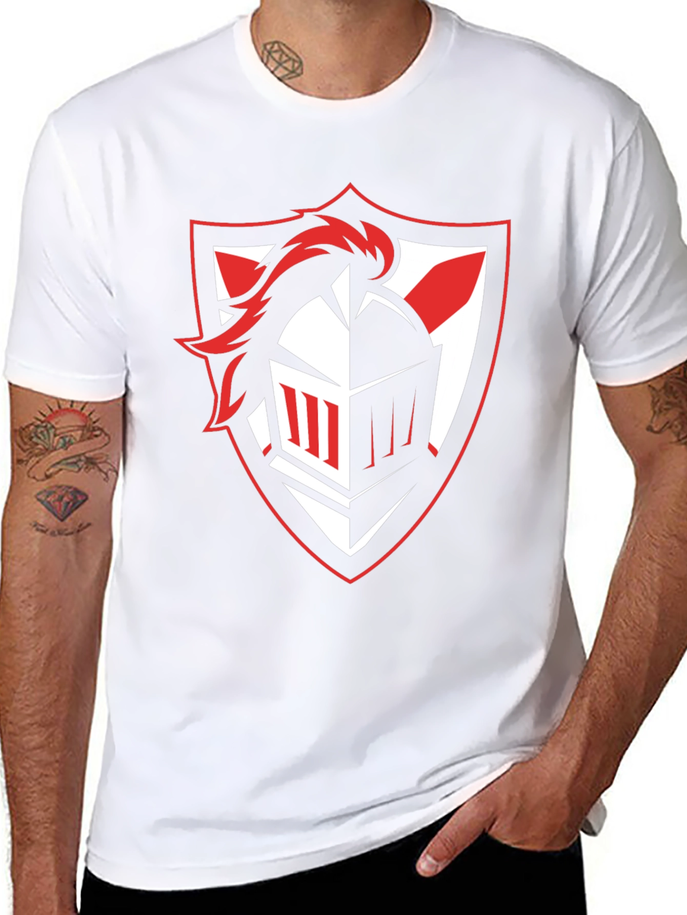 Knight Crest Graphic Tee - Black Cotton T-Shirt