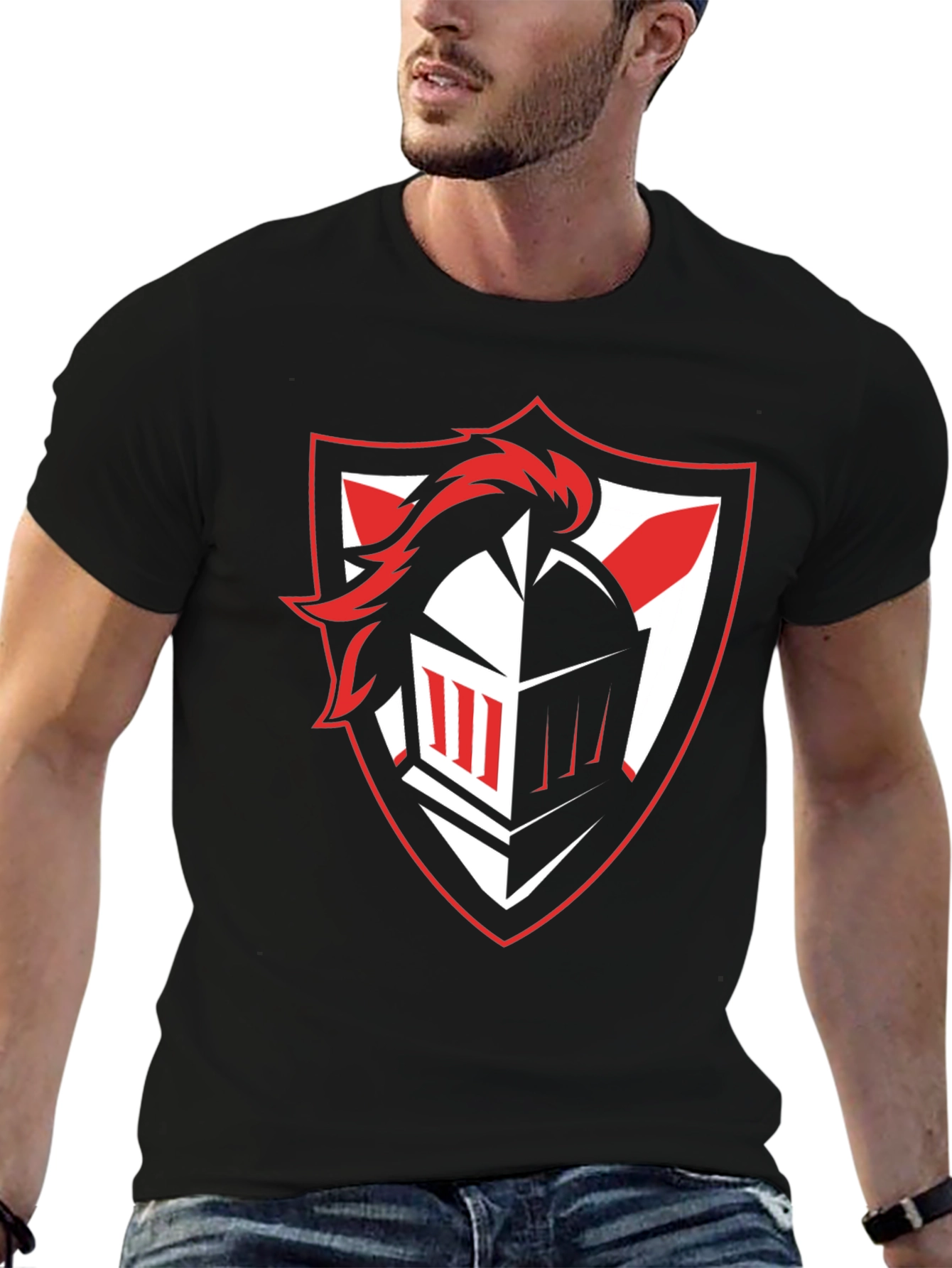 Knight Crest Graphic Tee - Black Cotton T-Shirt
