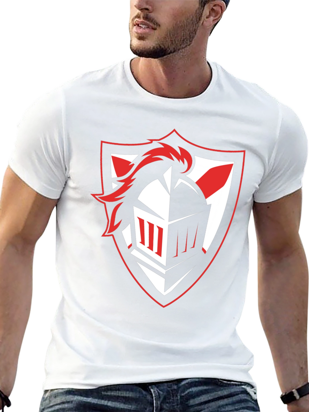 Knight Crest Graphic Tee - Black Cotton T-Shirt