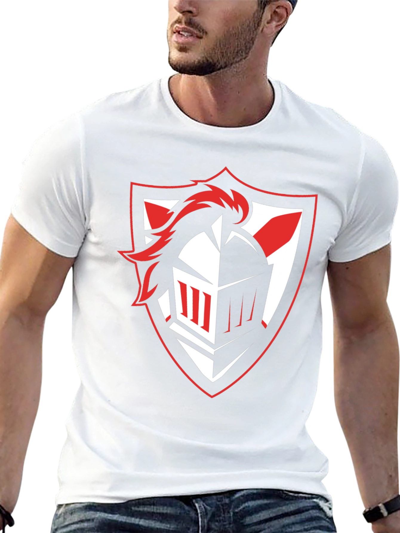Knight Crest Graphic Tee - Black Cotton T-Shirt